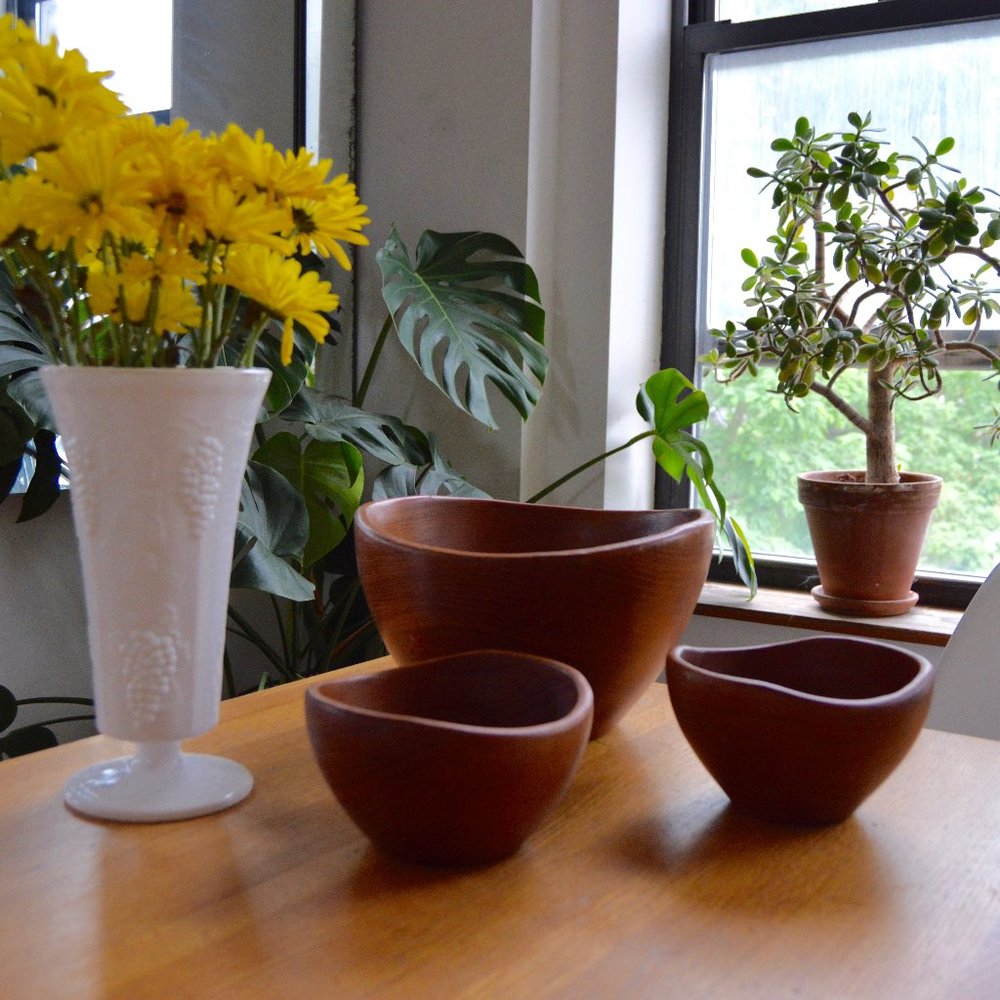 Set of 5 vintage Mid Century Retro wooden Dolphin Teak Teakwood Thailand…